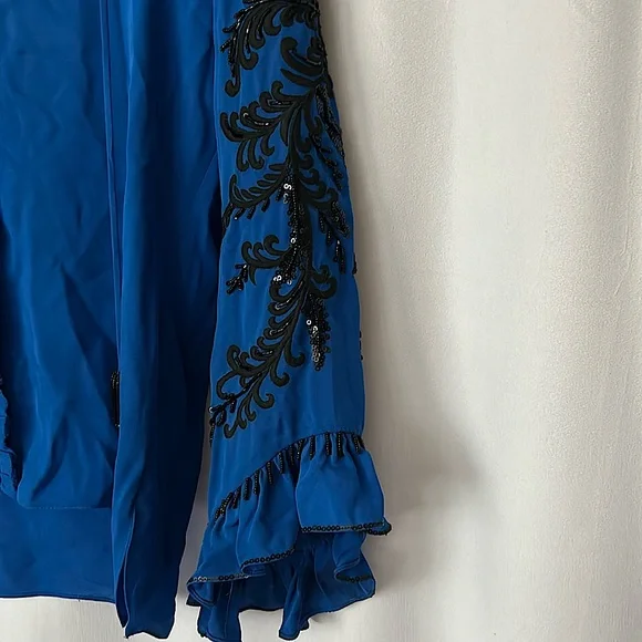Kobi Halperin NWT Royal Blue Margo Long Sleeve Blouse Shirt Top **Size S** 💙💙 - Picture 4 of 6